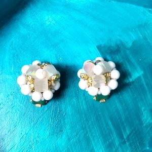 NWT Beaded Clip on earrings, vintage NOS